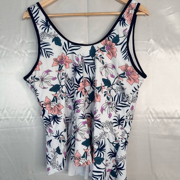 Tankini Swim Top floral blue/white built in bra removable cups size 2XL - Picture 6 of 14